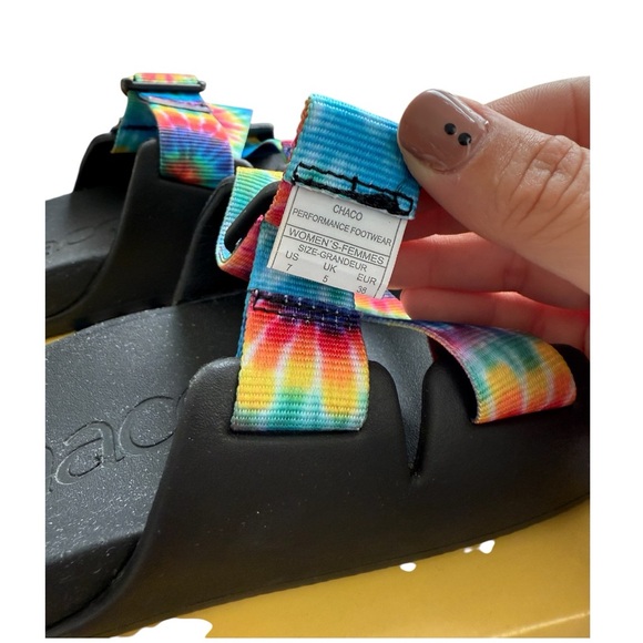 [Chaco] Chillos Slides in Rainbow Tie Dye - Picture 3 of 5